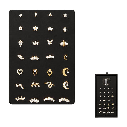 Invictus 24Kt Gold PVD Titanium Threadless Clear Gem Top Collection and Display