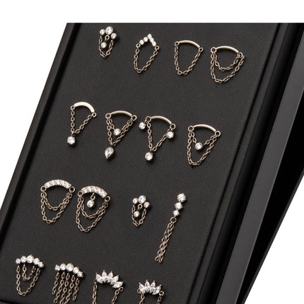 Invictus Titanium Threadless Chain Dangle Top Collection and Display