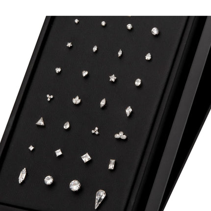 Invictus Titanium Threadless Simple Shape Clear Gem Top Collection and Display