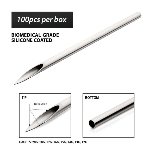 Invictus Tri-Beveled Ultra-Sharp Tips Biomedical-Grade Piercing Needles