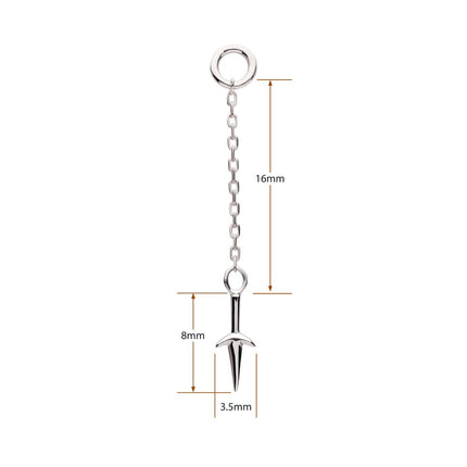 Invictus 14Kt White Gold Naruto Shippuden Kunai Knife Dangle Charm