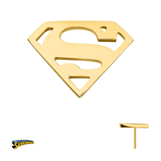 Invictus 24kt Gold PVD Titanium Threadless DC Comics Superman Logo Top