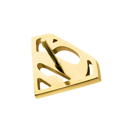 Invictus 24kt Gold PVD Titanium Threadless DC Comics Superman Logo Top