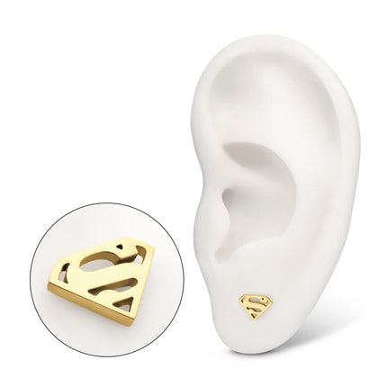Invictus 24kt Gold PVD Titanium Threadless DC Comics Superman Logo Top