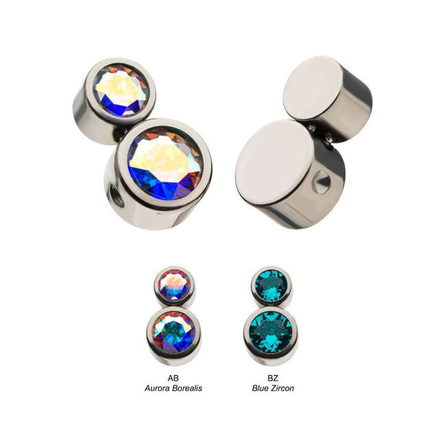 Invictus Titanium 2-Bezel Set Swarovski Crystal Cluster Dimple Bead