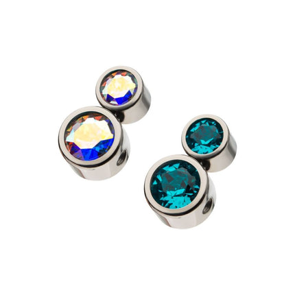 Invictus Titanium 2-Bezel Set Swarovski Crystal Cluster Dimple Bead