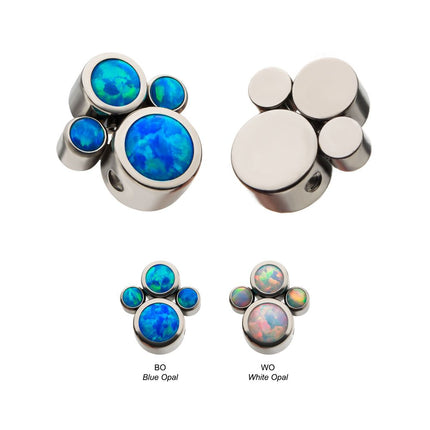 Invictus Titanium 4-Bezel Set Synthetic Opal Cluster Dimple Bead