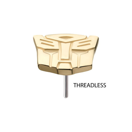 Invictus 14Kt Yellow Gold Transformers Autobot Logo Threadless Top