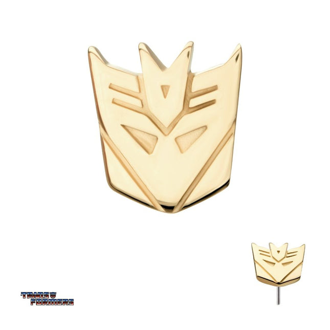 Invictus 14Kt Yellow Gold Transformers Decepticon Logo Threadless Top