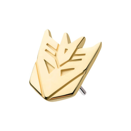 Invictus 14Kt Yellow Gold Transformers Decepticon Logo Threadless Top