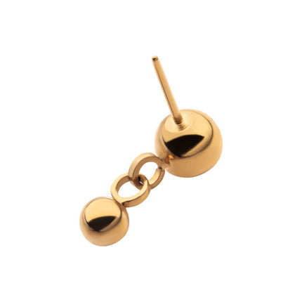 Invictus 24Kt Gold PVD Titanium Threadless Double Bezel Set CZ Dangle Top