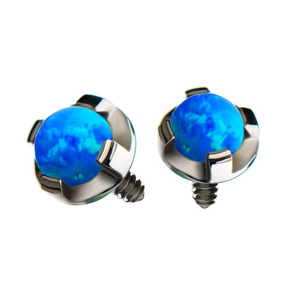 Invictus Titanium Internally Threaded Prong Set Synthetic Opal Cabochon Tops