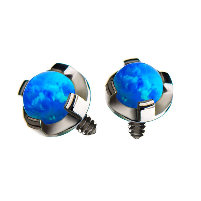 Invictus Titanium Internally Threaded Prong Set Synthetic Opal Cabochon Tops