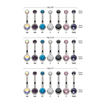 Invictus Titanium Internally Threaded Double Bezel Round with Smooth Rounded Back & Fixed Bottom Navel