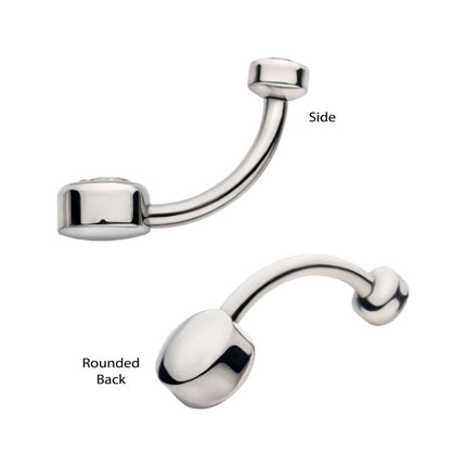 Invictus Titanium Internally Threaded Double Bezel Round with Smooth Rounded Back & Fixed Bottom Navel