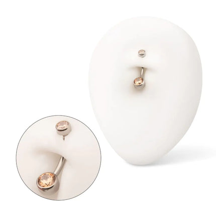 Invictus Titanium Internally Threaded Double Bezel Round with Smooth Rounded Back & Fixed Bottom Navel