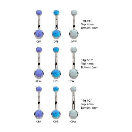 Invictus Titanium Internally Threaded with Bezel Set Double Opal Smooth Rounded Back Navel Curves