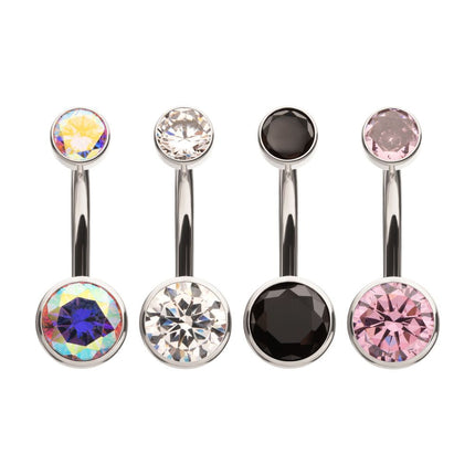 Invictus Titanium Internally Threaded Double Bezel Round with Smooth Rounded Back & Fixed Bottom Navel