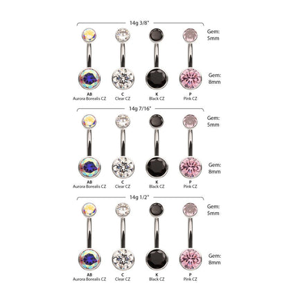 Invictus Titanium Internally Threaded Double Bezel Round with Smooth Rounded Back & Fixed Bottom Navel