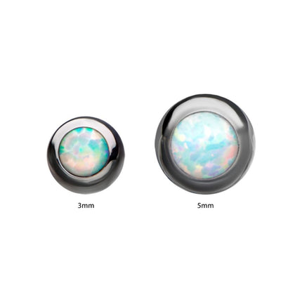 Invictus Titanium Internally Threaded Bezel Set White Opal Ball Top