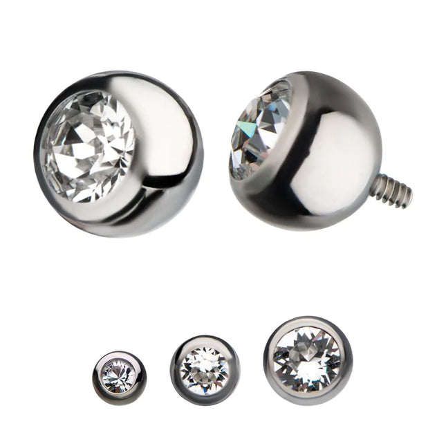 Invictus Titanium Internally Threaded Bezel Set Swarovski Crystal Ball Top