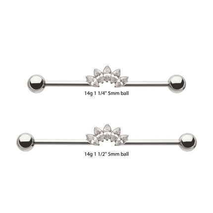 Invictus Titanium Internally Threaded 5 Marquise Gem Cluster with Ball End Industrial Barbell