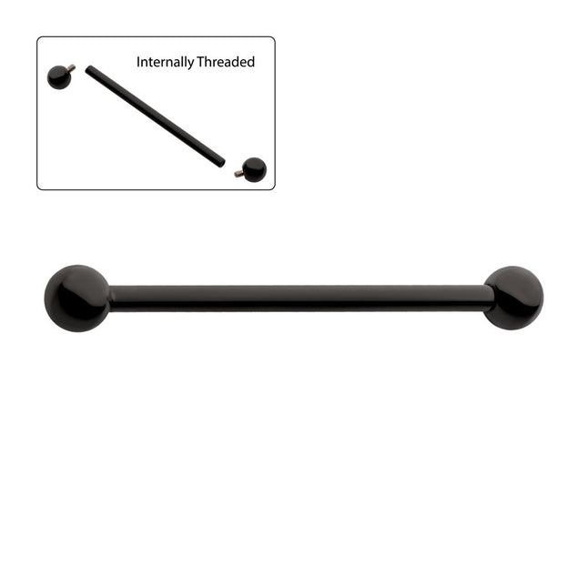 Invictus Black PVD Titanium Internally Threaded Industrial Barbells