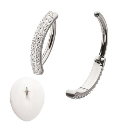 Invictus Titanium Triple Row Pave Gem Navel Clicker