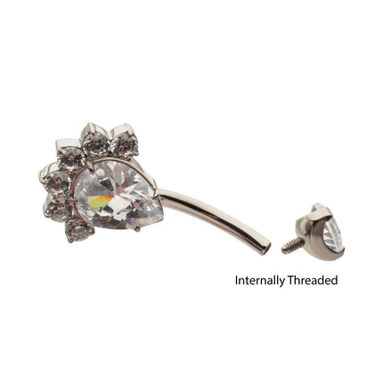 Invictus Titanium Internally Threaded Royal Cluster Teardrop Gem Fixed Bottom Non-Dangle Navel