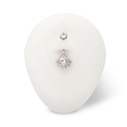Invictus Titanium Internally Threaded Royal Cluster Teardrop Gem Fixed Bottom Non-Dangle Navel