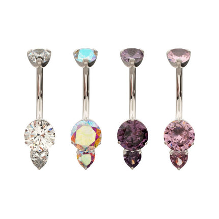Invictus Titanium Internally Threaded Luxe Drop Heart Gem Fixed Bottom Non-Dangle Navel