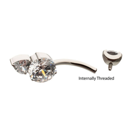 Invictus Titanium Internally Threaded Luxe Drop Heart Gem Fixed Bottom Non-Dangle Navel