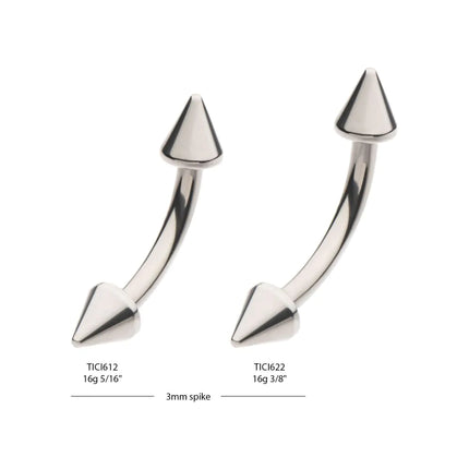 Invictus Titanium Internally Threaded Spike End Curved Barbell