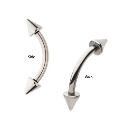 Invictus Titanium Internally Threaded Spike End Curved Barbell