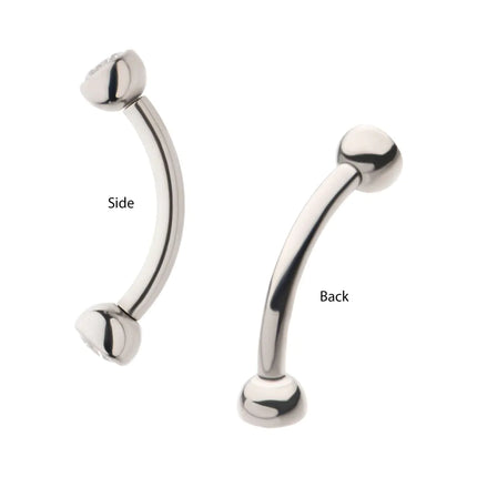 Invictus Titanium Internally Threaded Double Bezel Gem End Curved Barbell