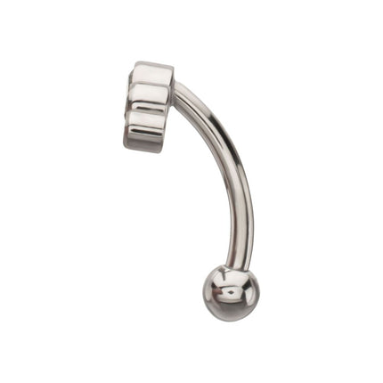 Invictus Titanium Internally Threaded 5-Cluster Bezel Set Gem Fixed Top Curved Barbell