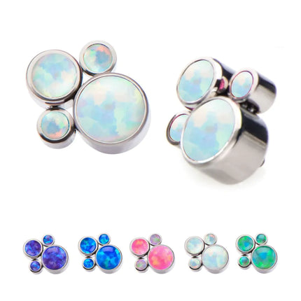 Invictus Titanium Internally Threaded 4-Bezel Set Synthetic Opal Cluster Tops