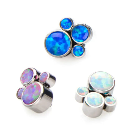 Invictus Titanium Internally Threaded 4-Bezel Set Synthetic Opal Cluster Tops