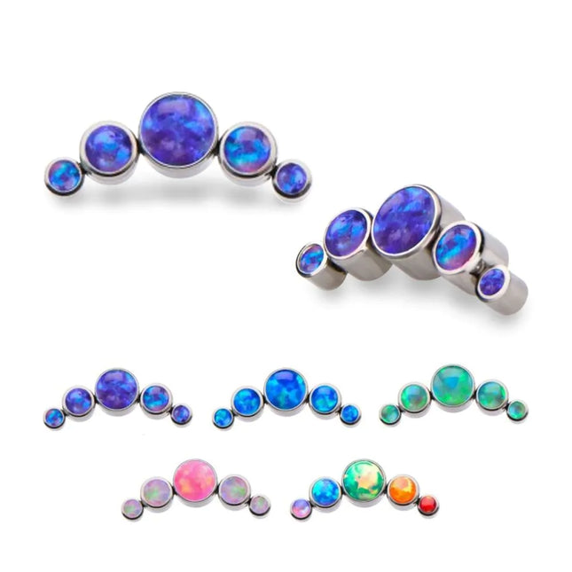 Invictus Titanium Internally Threaded 5-Bezel Set Synthetic Opal / Gem Cluster Tops