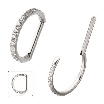 Invictus Titanium D-Ring Clicker with CNC Set Clear CZ Gem