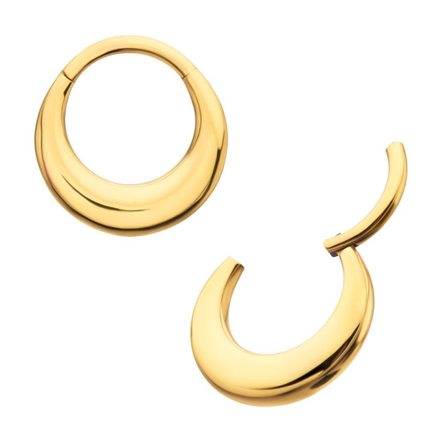 Invictus 24Kt Gold PVD Titanium Sleek Dome Septum Front Facing Hinged Segment Clicker