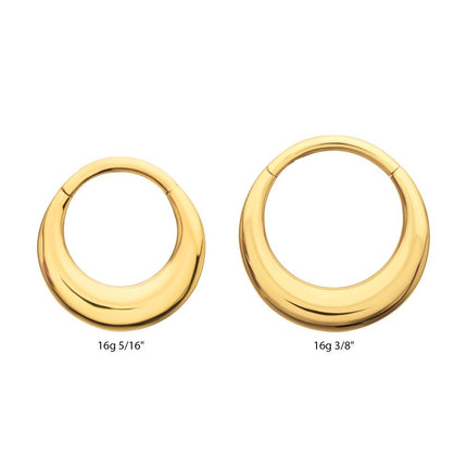Invictus 24Kt Gold PVD Titanium Sleek Dome Septum Front Facing Hinged Segment Clicker