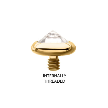 Invictus 24Kt Gold PVD Titanium Internally Threaded Low Profile Bezel Set Gem Top