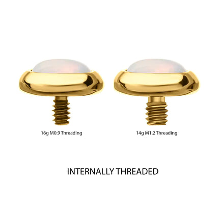 Invictus 24Kt Gold PVD Titanium Internally Threaded Low Profile Bezel Set Synthetic Opal Dermal Top