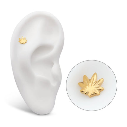 Invictus 24Kt Gold PVD Titanium Internally Threaded Pot Leaf Top