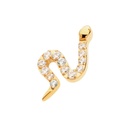 Invictus 24Kt Gold PVD Titanium Internally Threaded Pave Set 13 Clear CZ Snake Top
