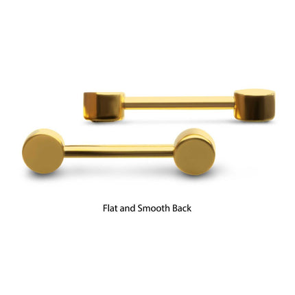 Invictus 24Kt Gold PVD Titanium Bezel Set Gem End Nipple Barbell (One Side Fixed, One Side Internally Threaded) | Sold by piece