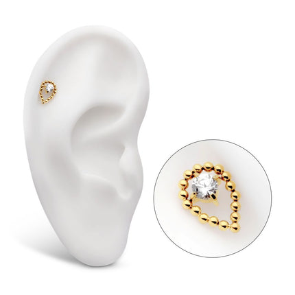 Invictus 24Kt Gold PVD Titanium Threadless Hollow Teardrop Shape Beads with Prong Set CZ Top