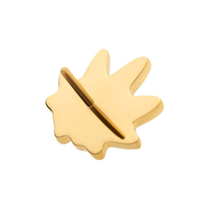 Invictus 24Kt Gold PVD Titanium Threadless Pot Leaf Top