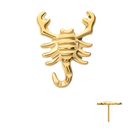 Invictus 24Kt Gold PVD Titanium Threadless Low Profile 3D Scorpion Top
